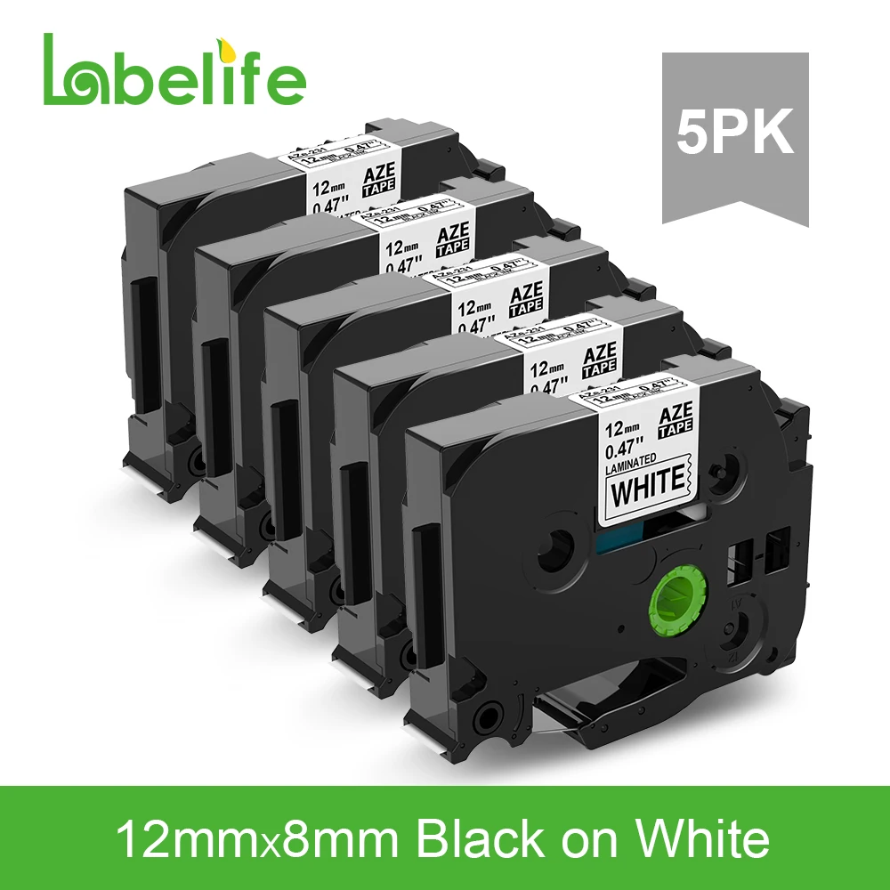 5PK TZe 231 12 мм черный на белом фоне TZe231 этикетки ленты Совместимость для Brother P Touch PT200