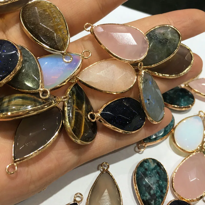 

Natural Stone Pendant Water Drop Shape Faceted Mix Color Exquisite Charms For Jewelry Making DIY Bracelet Necklace Accessories
