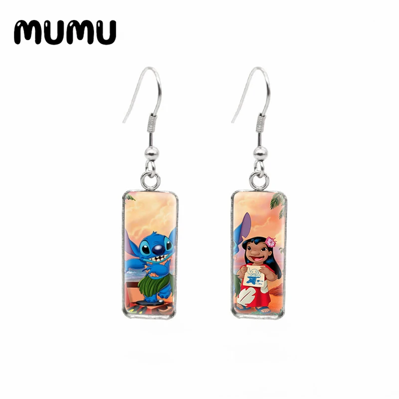 Новинка 2021 прямоугольные серьги в виде Лило и ститча милые рыбки с ангелом