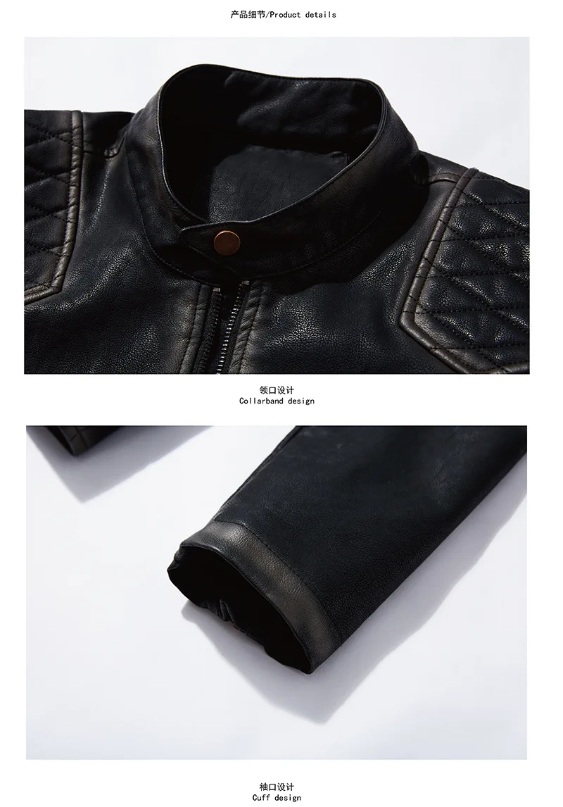 

Mens Vintage Leather Jacket Pu Punk Coat Fashion Stand Collar Motorcycle Jacket Male Thick Fleece Winter Warm Casual Windbreaker