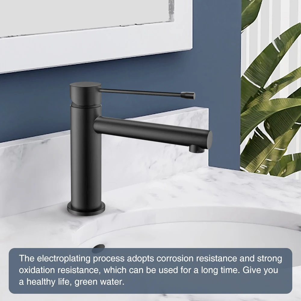 

Black Brass Tall Basin Sink Faucet Slim Bathroom Washbasin Water Mixer Tap Hot Cold Water Basin Crane Tap Bathroom Tap