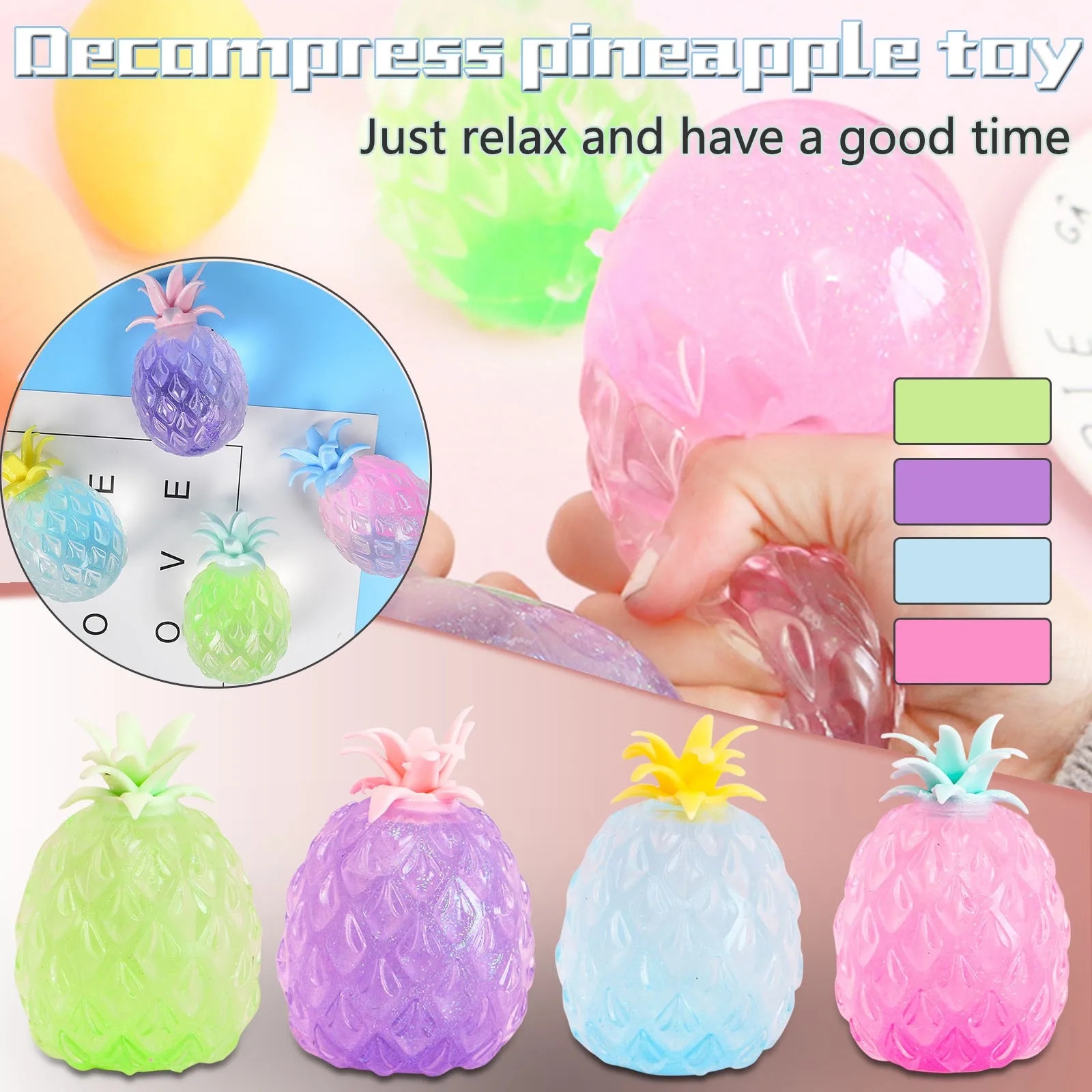 

Toys for children Novelty Little Fresh Golden Powder Pineapple Stress Relief Vent Pineapple 40ml игѬђки для деей