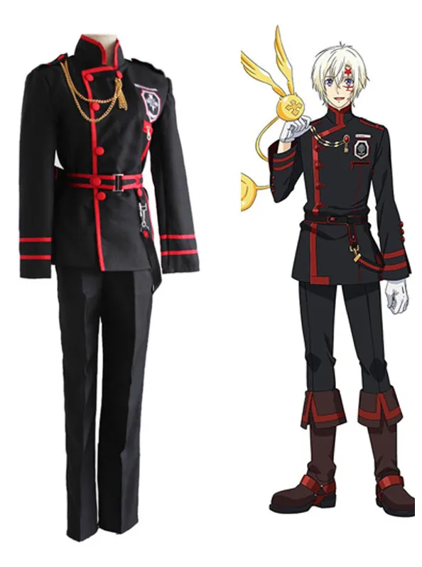 

anime D.Gray-man Allen Walker Black Order Exorcists Black and Red Uniform Cosplay Costume