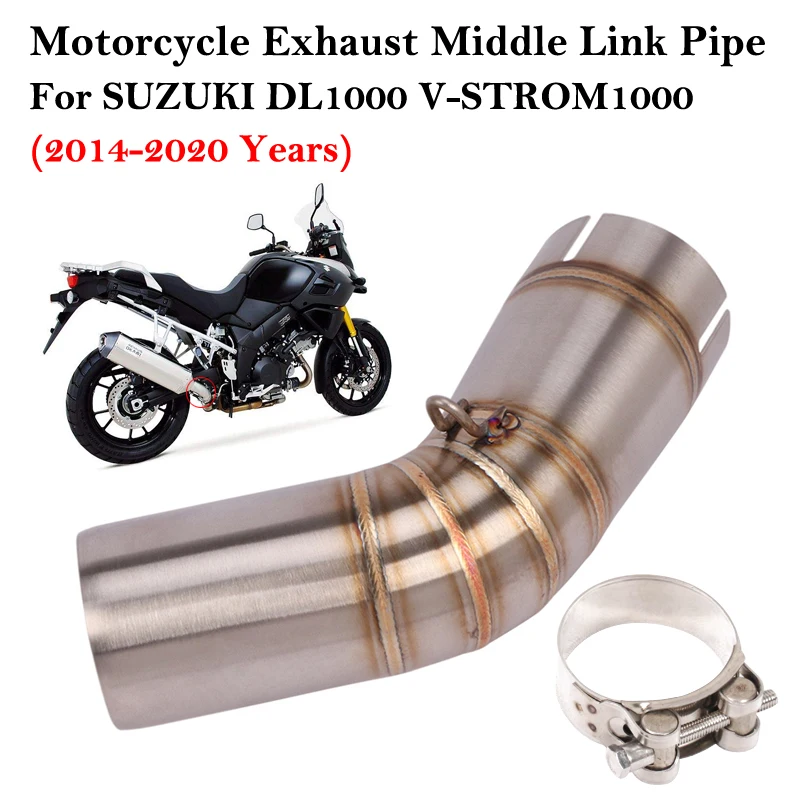 

Slip On Motorcycle Exhaust Middle Link Pipe For SUZUKI DL1000 V-STROM 1000 DL 1000 2014 - 2020 Escape Modified Bend Tube Muffler