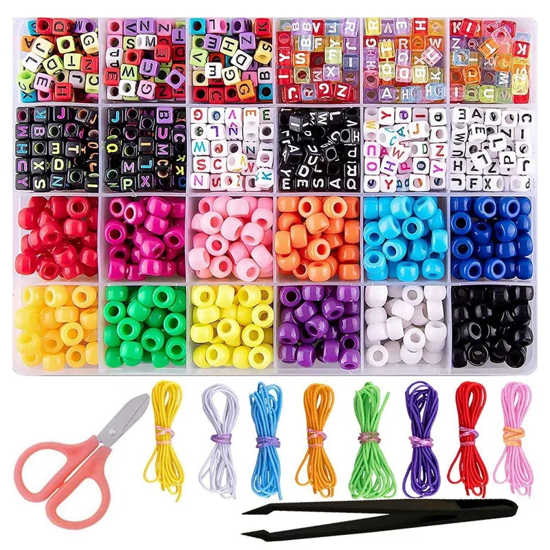 

Набор бисера пони 360 шт. для изготовления браслетов и ювелирных изделий, бусины для волос, радужные бусины 12 цветов (9 мм), бусины с буквами 600