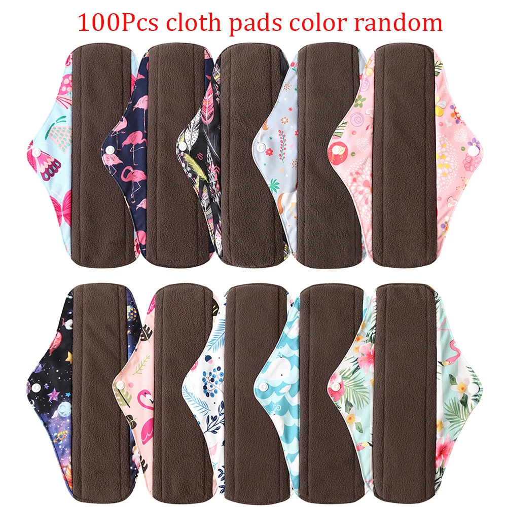100Pcs-B Многоразовые женские тканевые менструальные прокладки Bamboo-charcoal Absorbency женские Моющиеся Прокладки гигиенические салфетки оптом - Цвет: 100Pcs-B