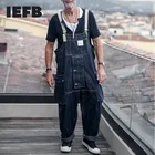 Комбинезон IEFB мужской джинсовый, спецодежда, свободный Cusual, большие размеры, темно-синий однотонный комбинезон на лямках, винтажная уличная одежда, джинсовые брюки