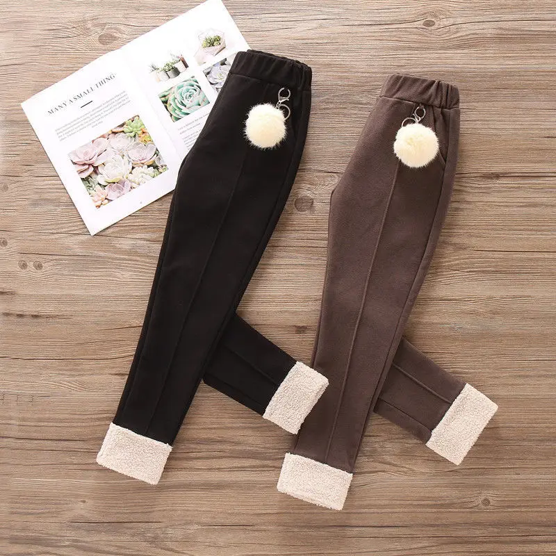 

2020 Autumn Winter Trousers Children Baby Girls Solid Long Pants Trousers Kids Casual Soft Bottoms Thicken Warm Wool Pants W851