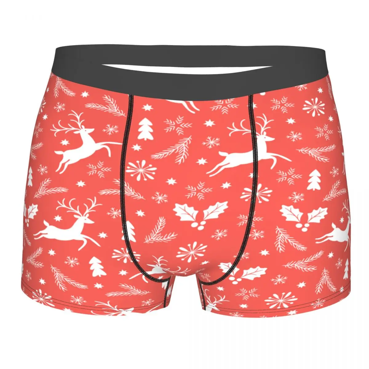 

Mens Boxer Sexy Underwear Red Christmas Reindeer Pattern Underpants Male Panties Pouch Short Pants