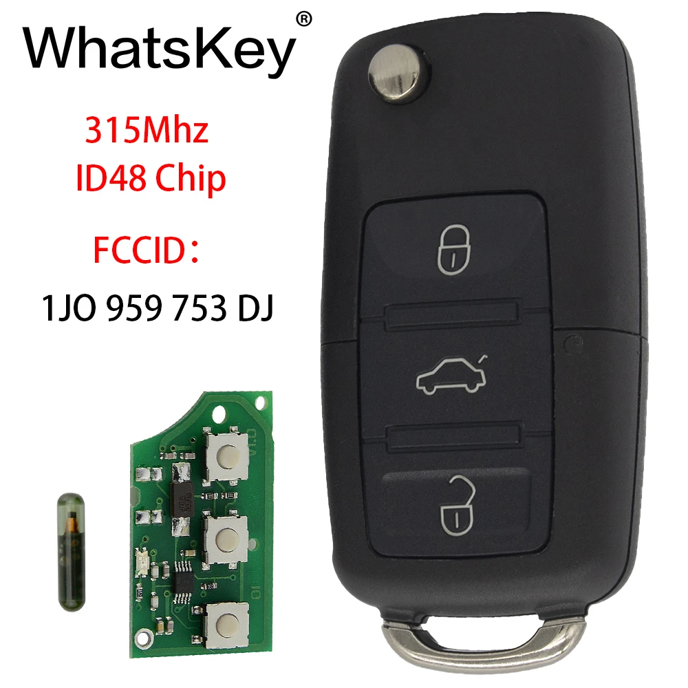 Комплект автомобильных ключей WhatsKey для VW/VolksWagen Beetle Bora Passat B5 Golf 1J0959753DJ/5FA009259 55 2000 2001