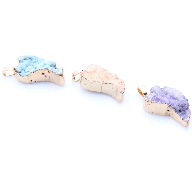 Натуральная синяя фиолетовая Друза подвески с минеральными кристаллами каплями