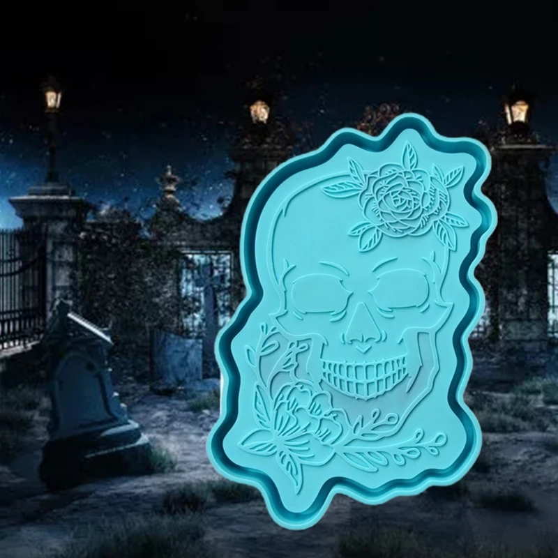 

Skull Tray Epoxy Resin Mold Serving Plate Board Coaster Casting Silicone Mould DIY Crafts Jewelry Home Decorations Making X7YA