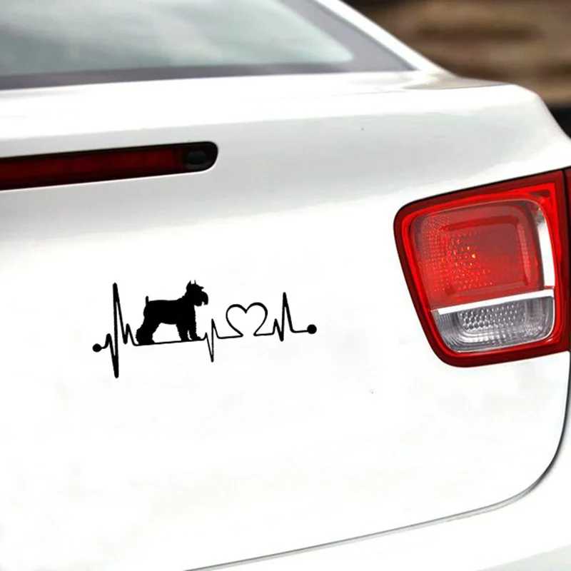 

Hot Fashion Schnauzer Heartbeat Dog Car Stickers and Decals Rear Windshield Car Decorative KK15*6cm Vinyl