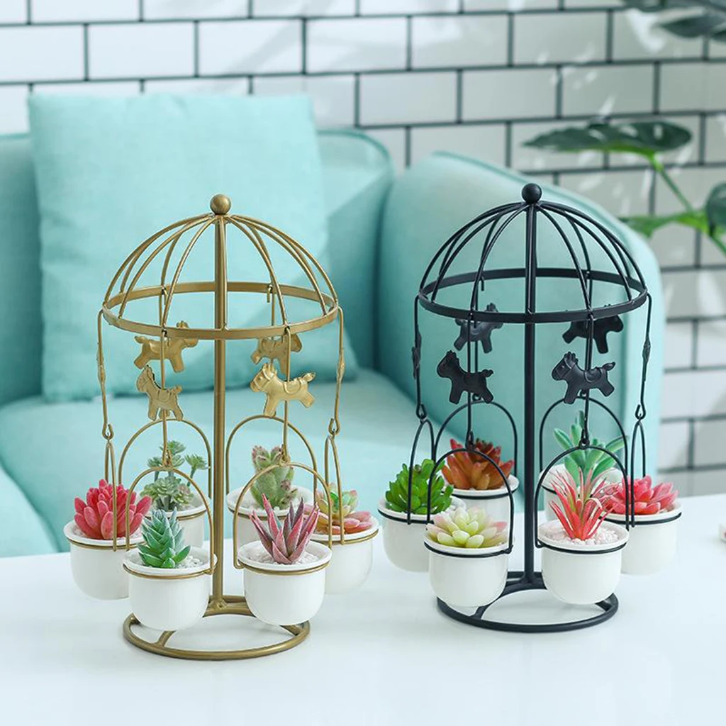 

Carousel Plant Stand with 6 Flower Pot Display Stand Rack for Home Ornaments