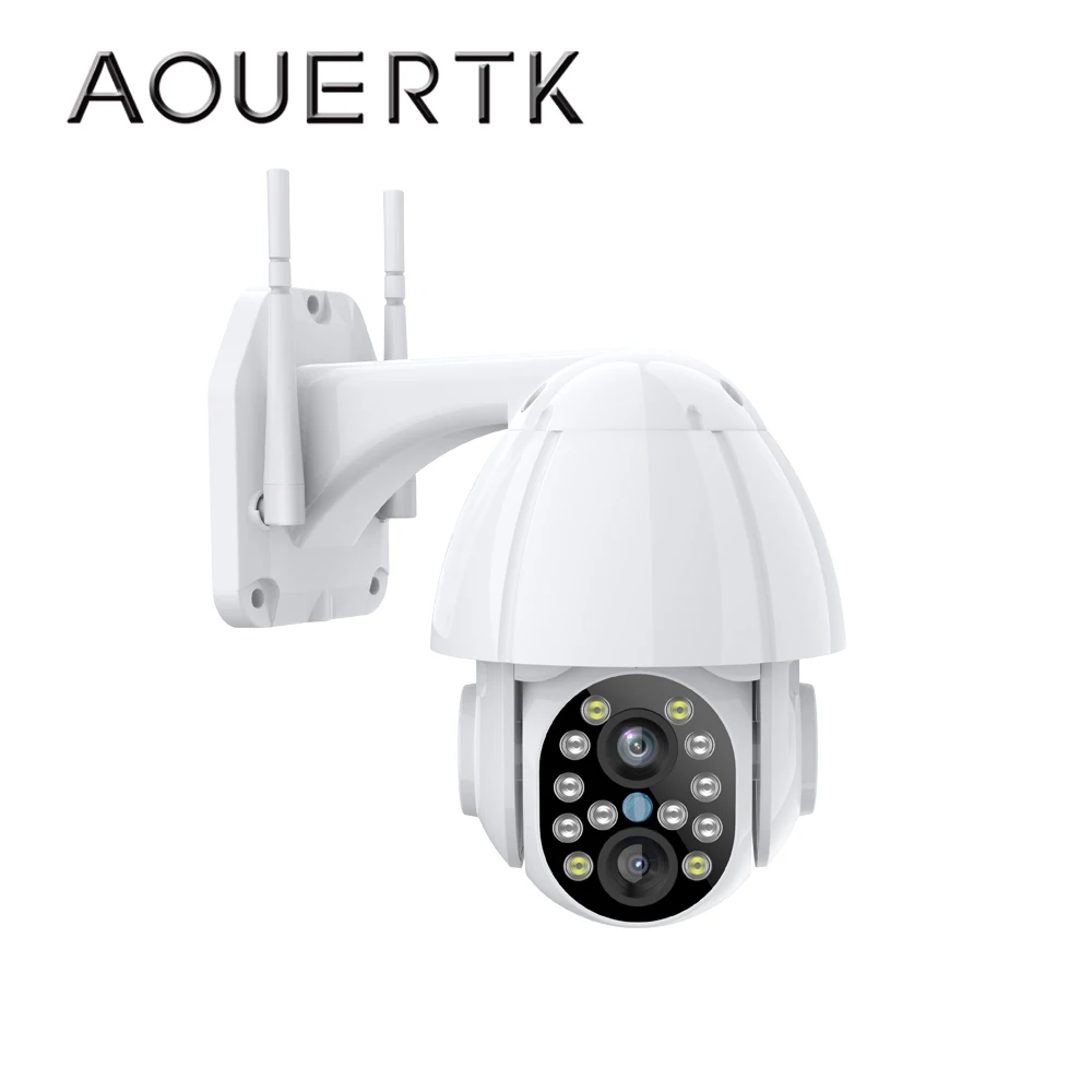 Двойная камера видеонаблюдения AOUERTK 1080P наружная скоростная купольная PTZ-камера с