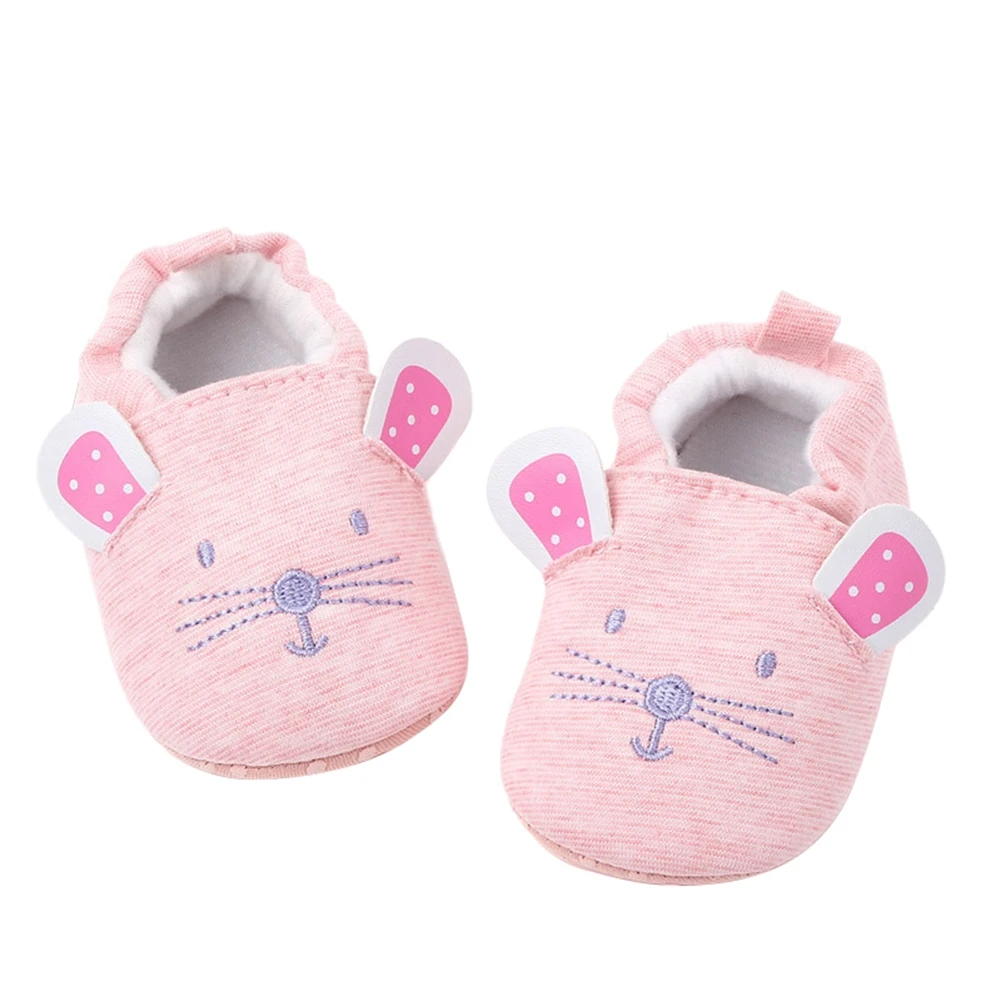 

Newborn Infant Baby Boys Girls Slippers Soft Sole Non Skid Crib House Shoes Cute Animal Winter Warm Booties Gray/Pink