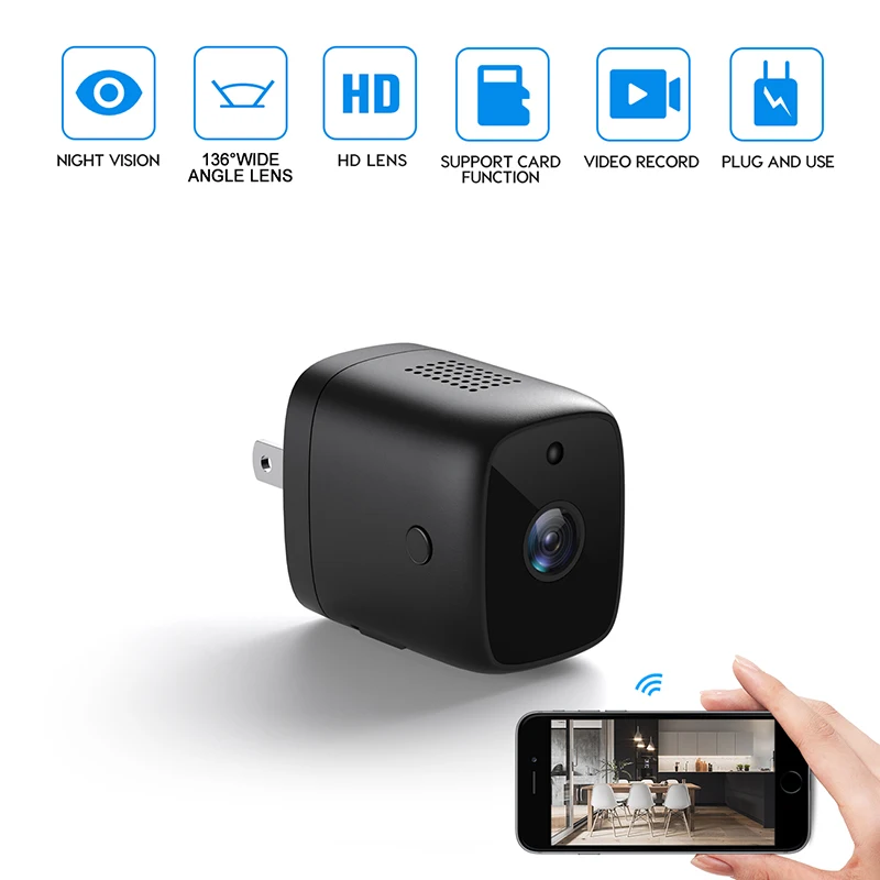 

Беспроводная настенная микро-камера 1080p HD с Wi-Fi и USB-портом