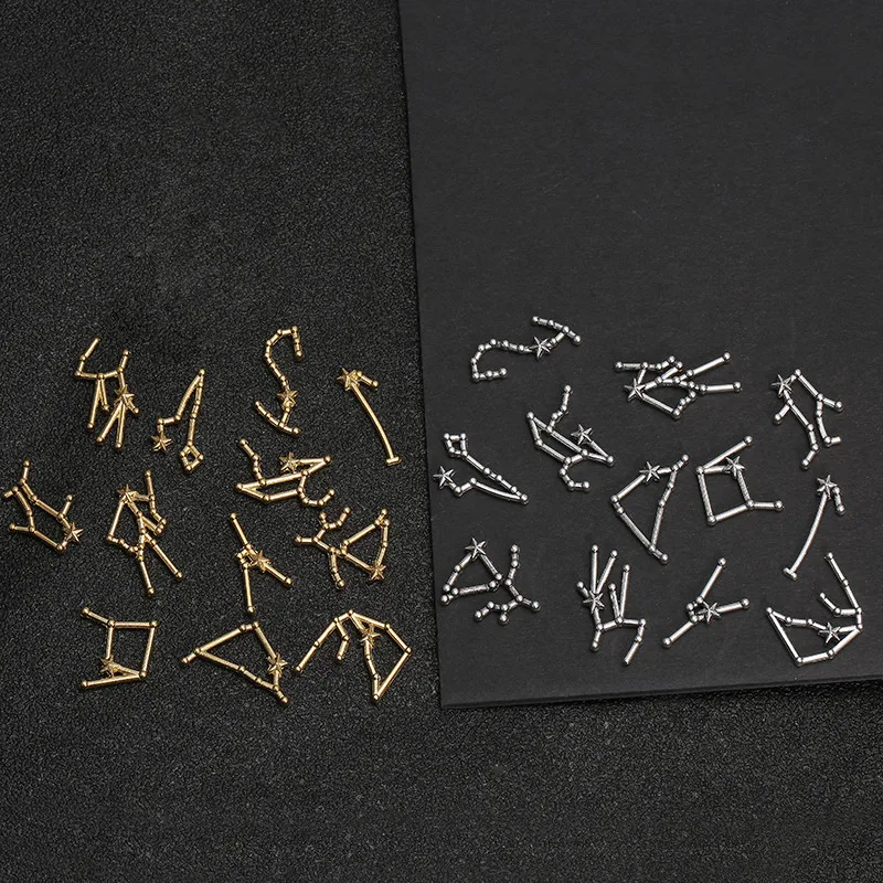 

12Pcs/lot Metal Gold Silver Color 12 Zodiac Charm Diy Constellation Charms for Making Bracelet Necklace Jewelry Accessories