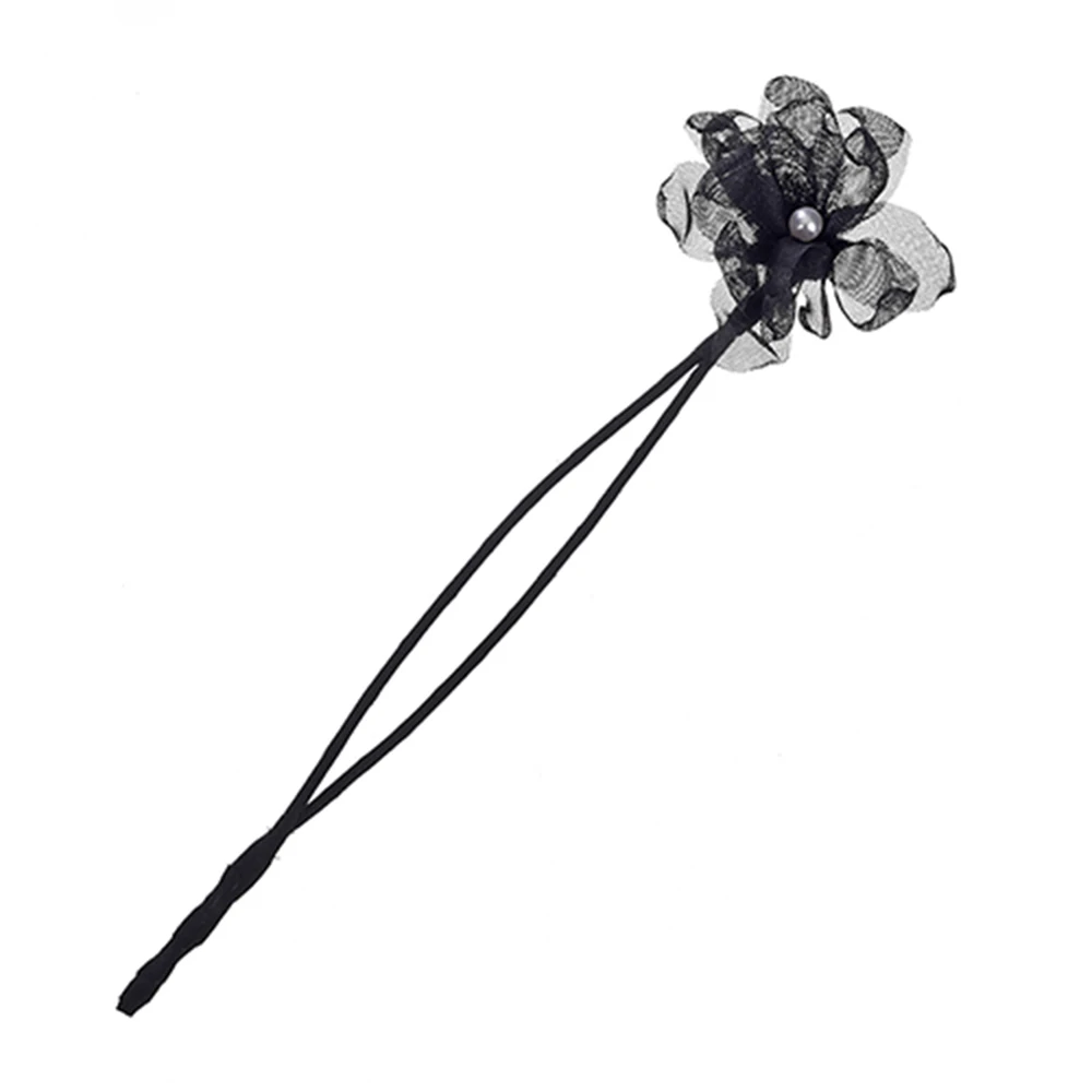 Женское кольцо для волос с жемчужинами и цветами Волшебная булочка устройство