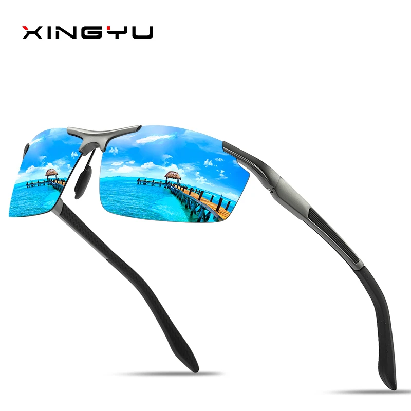 

XINGYU Men Polarized Sunglasses Aviation Aluminum Magnesium Sun Glasses For Fishing Driving Rectangle okulary Rimless Shades