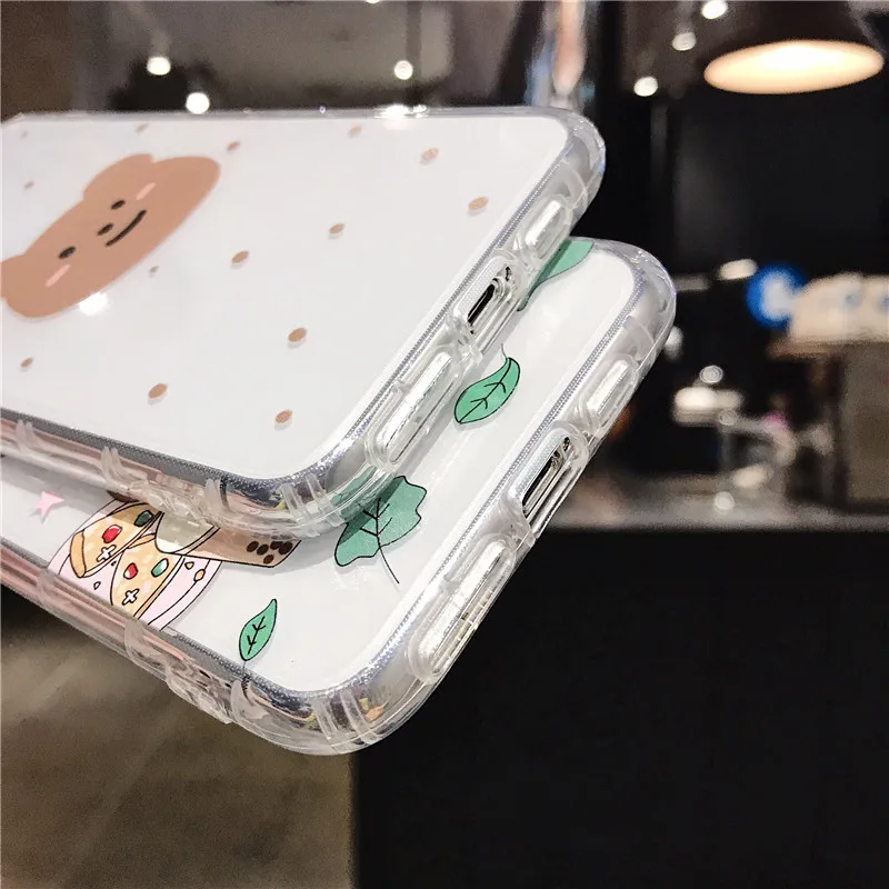 Korean Cartoon Naughty Bear Transparent Airbag Phone Case For iPhone 11 Pro X XS Max XR 8 7 6 6s Plus Soft TPU Clear Cover |