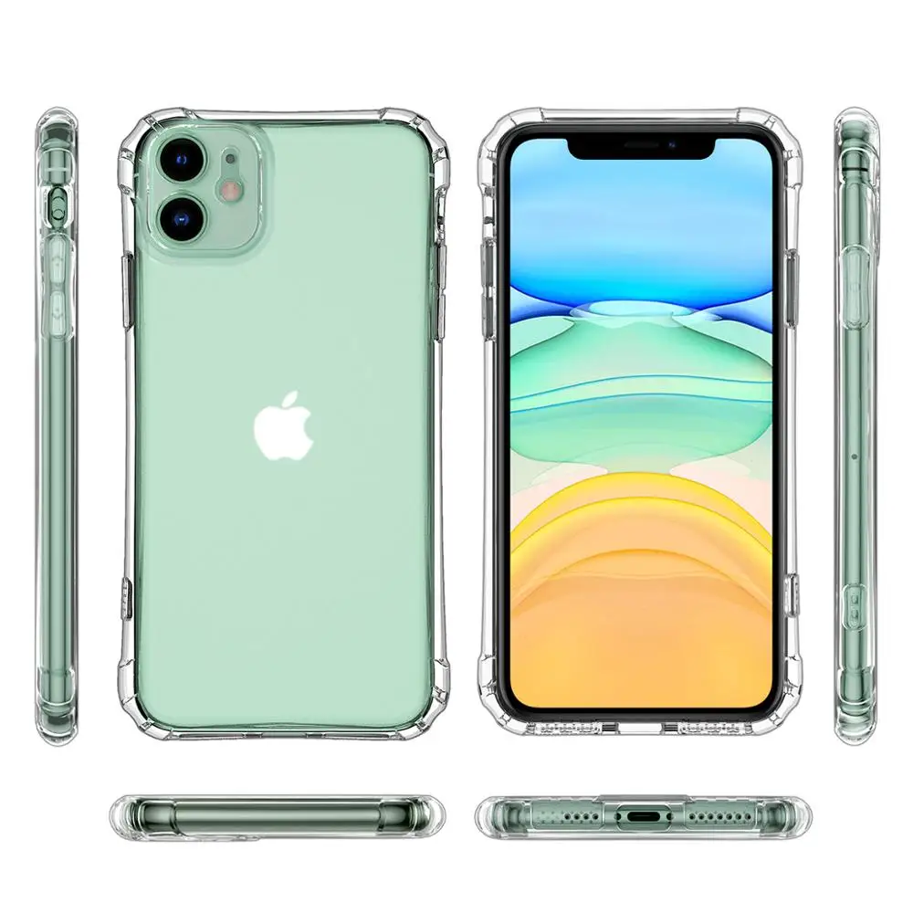 Противоударный чехол для iPhone 13 11 Pro Max 12 Mini X XR XS 8 Plus 7 SE 2020 6S прозрачный силиконовый