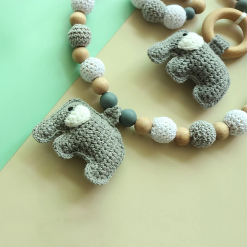 

Baby Teether Teething Pendant Pram Clip Hanging Toy Pacifier Chain Silicone Bead 97BC