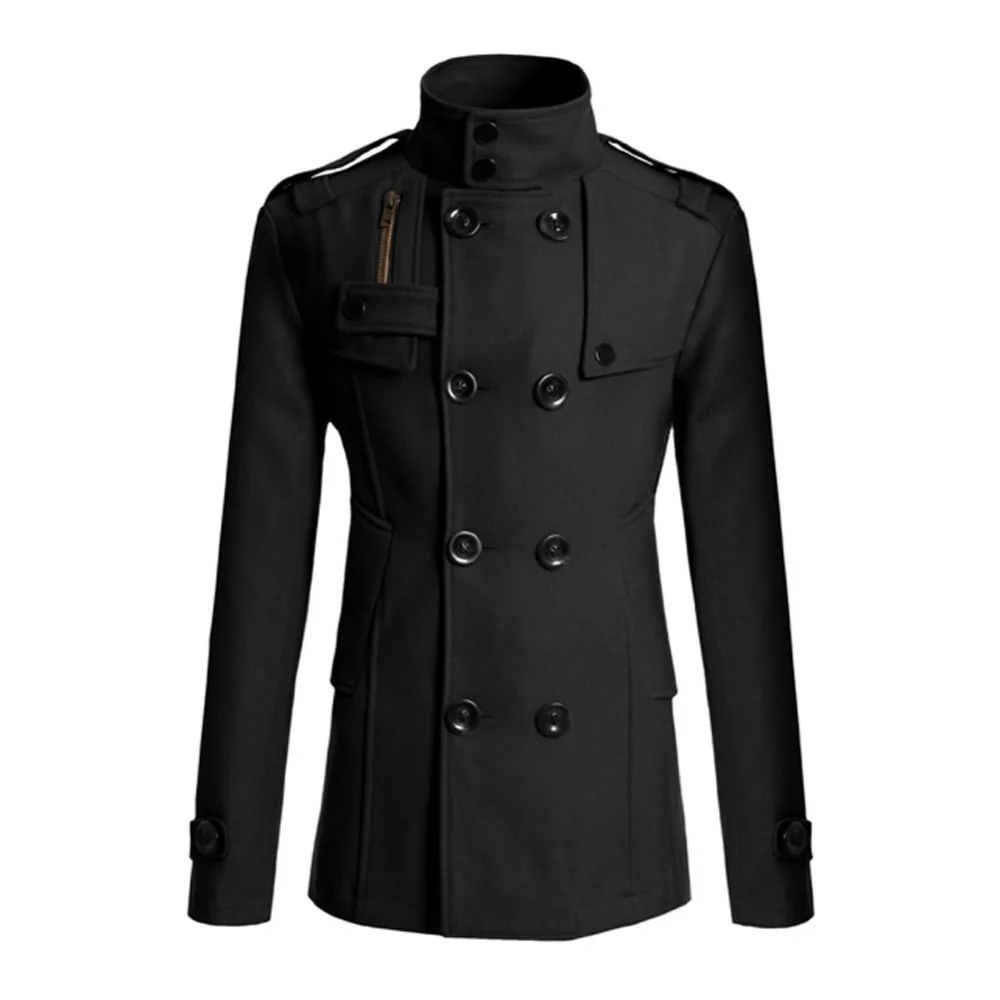 

Fall- Fashion Men Winter Overcoat British Style Double-breasted Fitted Outerwear Coat Men's Trench M L XL XXL Free Coats