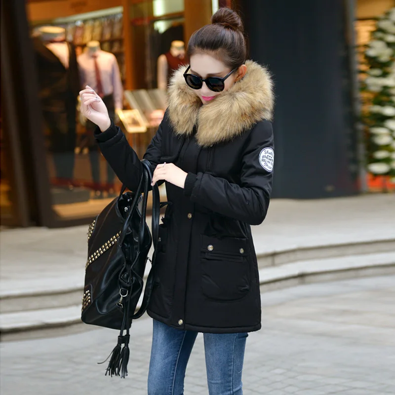 Winter Women Fleece Padded Fur Collar Hooded Coat For Women Korean Fashion Woman Jacket with Fur Hooded Overcoat Thick Warm 2022