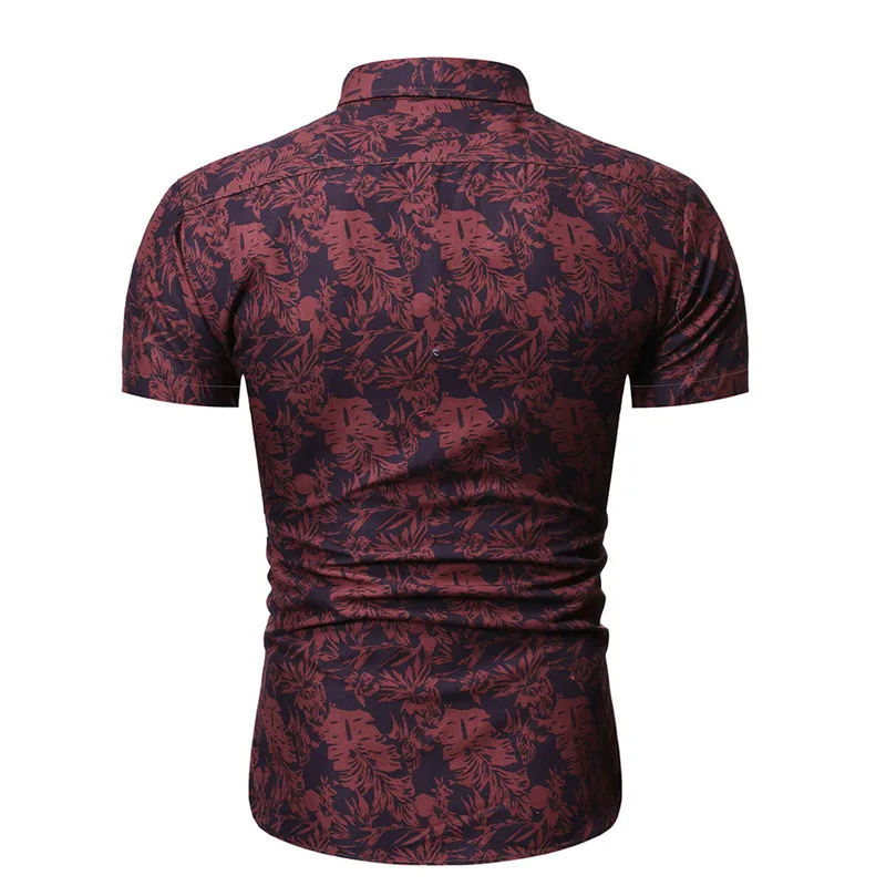 Популярная мужская летняя ретро блузка с цветочным принтом Повседневная тонкая