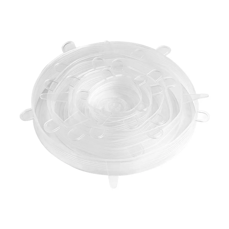 

6Pcs Silicone Cover Stretch Lids Reusable Airtight Food Wrap Covers Keeping Fresh Seal Bowl Stretchy Wrap Cover Kitchen Cookware