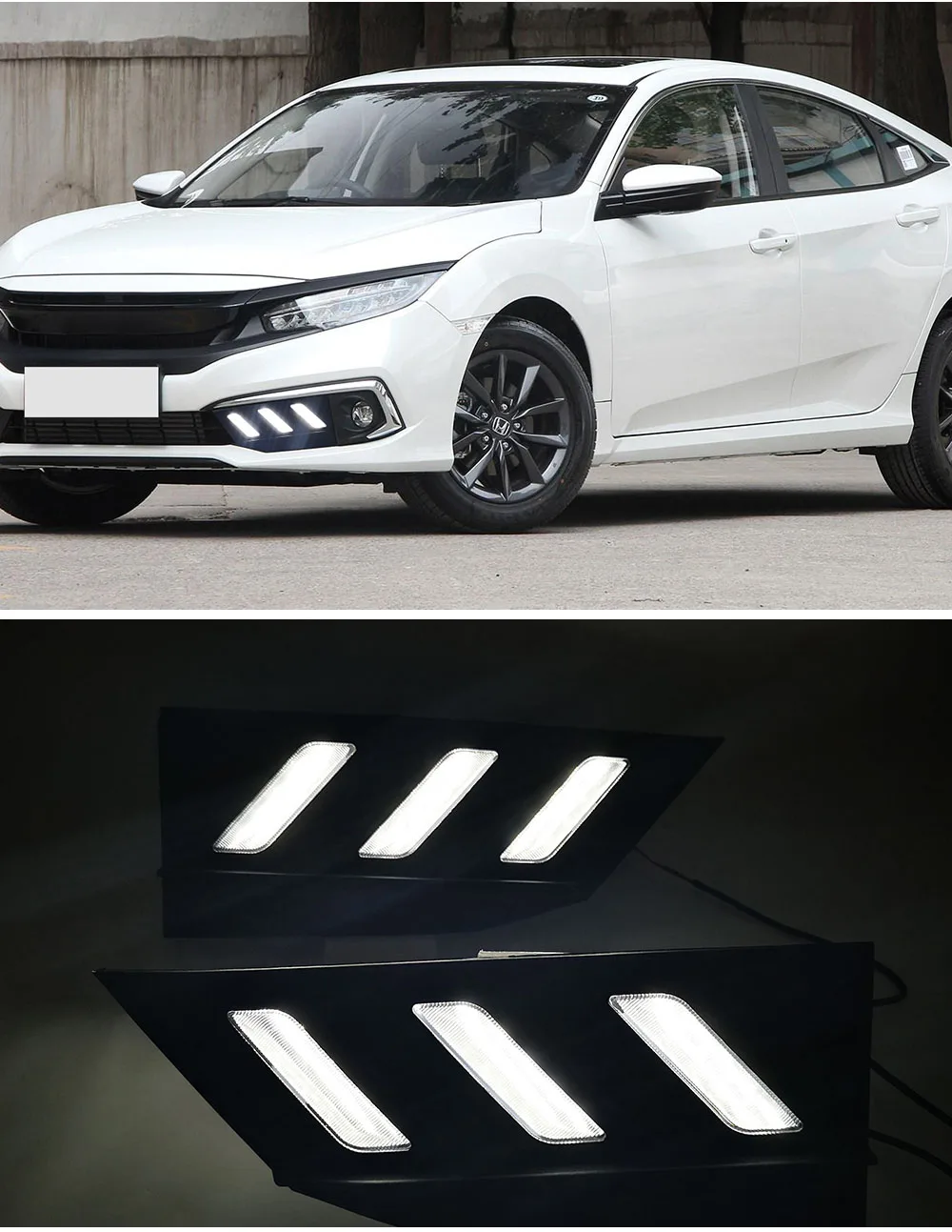 Автомобильный мигающий 1 пара светодиодный DRL для Honda Civic sedan с движущимся сигналом светодиодный противотуманный фонарь крышка дневной ходовой светильник