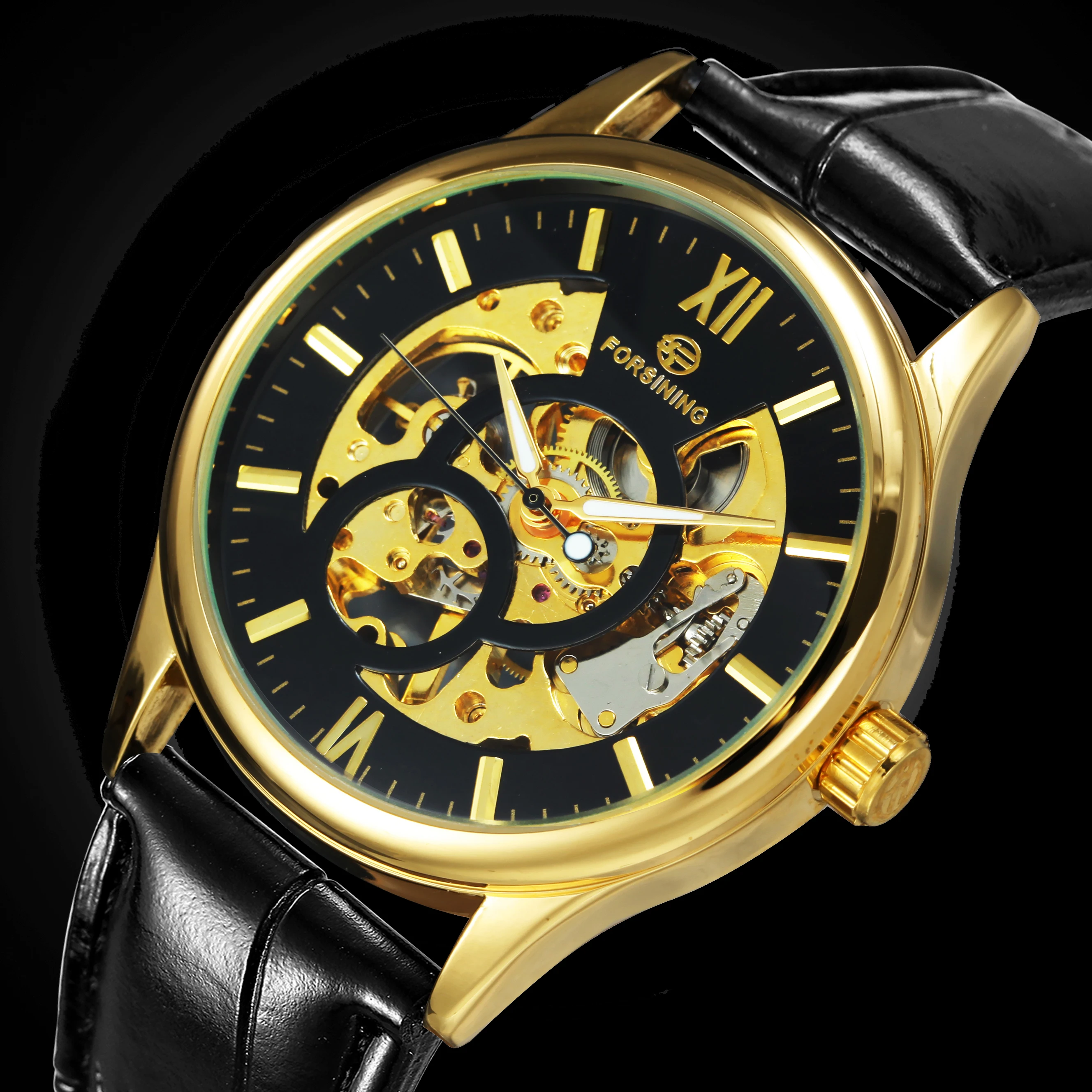 Часы наручные FORSINING Мужские механические модные блестящие римские часы