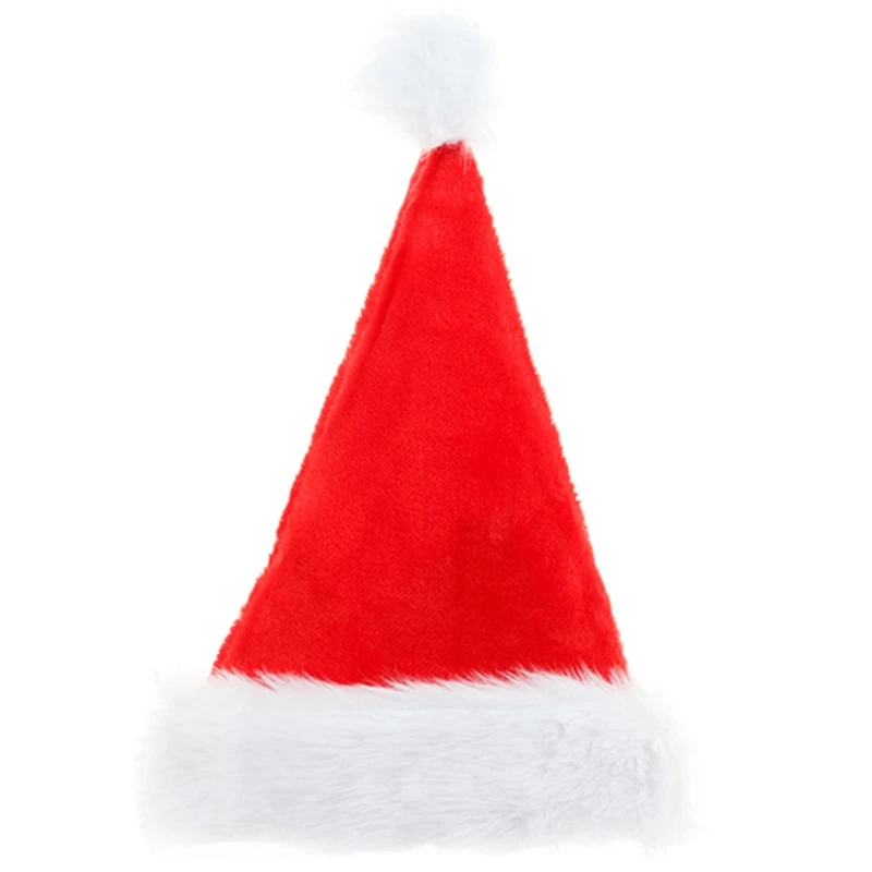 

Adult Kids Long Plush Santa Hat Thicken Warm Velvet Pompom Christmas Cap Holiday New 2021