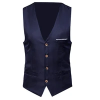 plus size formal men solid color suit vest single breasted business waistcoat