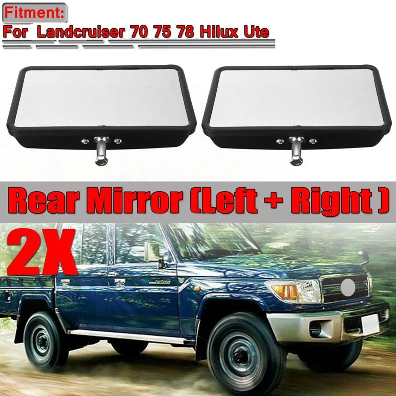 2X черные боковые зеркала заднего вида для Toyota Land Cruiser 70 75 78 HILUX UTE | Автомобили и