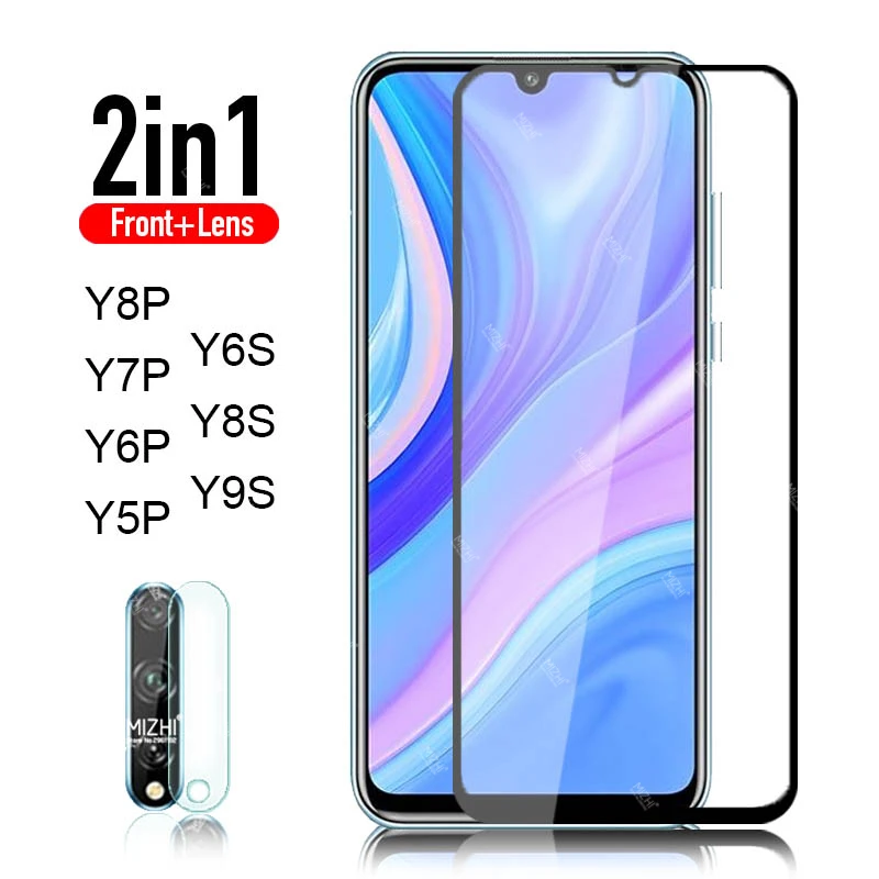 2в1 Защитное стекло для huawei y8p y5p y7p y6p y6s y9s y9a y7a 2020 Защита камеры закаленное на y 8p 5p 6p