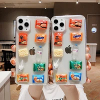 ins korea super fire phone case for iphone 11 xs 11 pro max xr xs x 6 6s 7 8plus instant noodles food clear epoxy tpu back cover