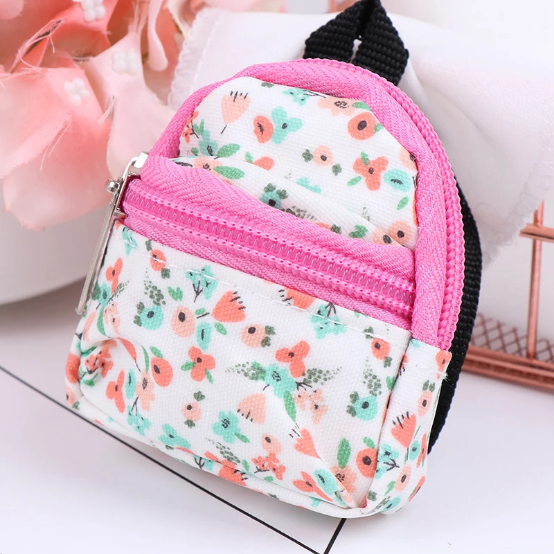 

1:6 1:12 Dollhouse Miniature Flower Backpack Schoolbag Dolls Accessories