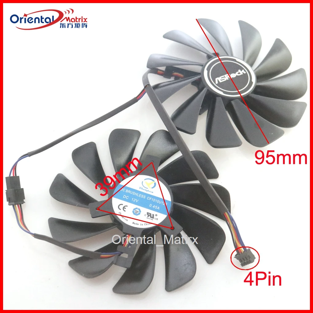 CF1010U12S 12 В 0 45 а 95 мм 4-контактный VGA вентилятор для графической карты ASROCK RX5700 RX5700XT