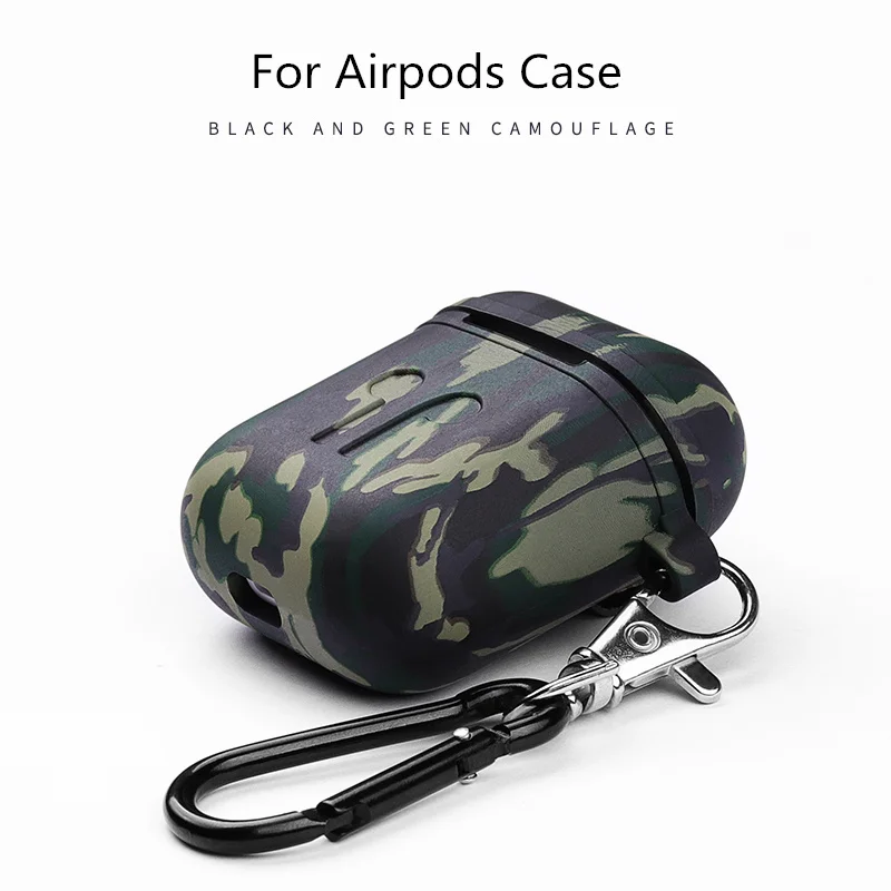 Камуфляжный армейский силиконовый чехол для Airpods 2 защитный наушников Airpod с
