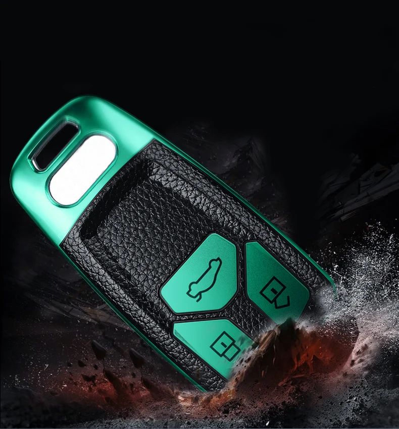 

Car styling PC+Leather key case Car Key Cover For Audi A4 New A4L A5 A6L QT S5 S7 Q7 TTS Auto Protection Key Shell Accessories