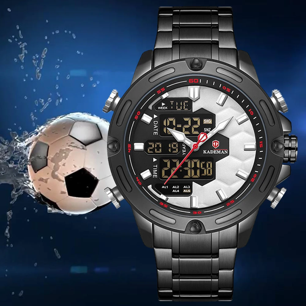 KADEMAN 9070 Брендовые спортивные кварцевые часы мужские стальные военные