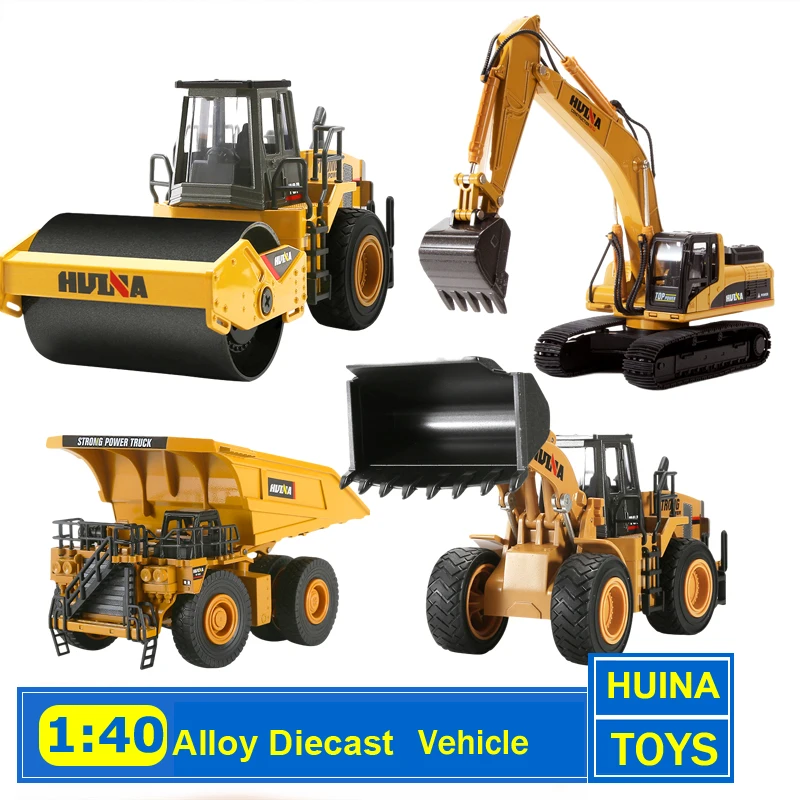 

HUINA 1:40 Alloy Diecast Vehicle Excavator Engineering Model Loader Metal Truck Collection Boys Birthday Gift Car Christmas Toys