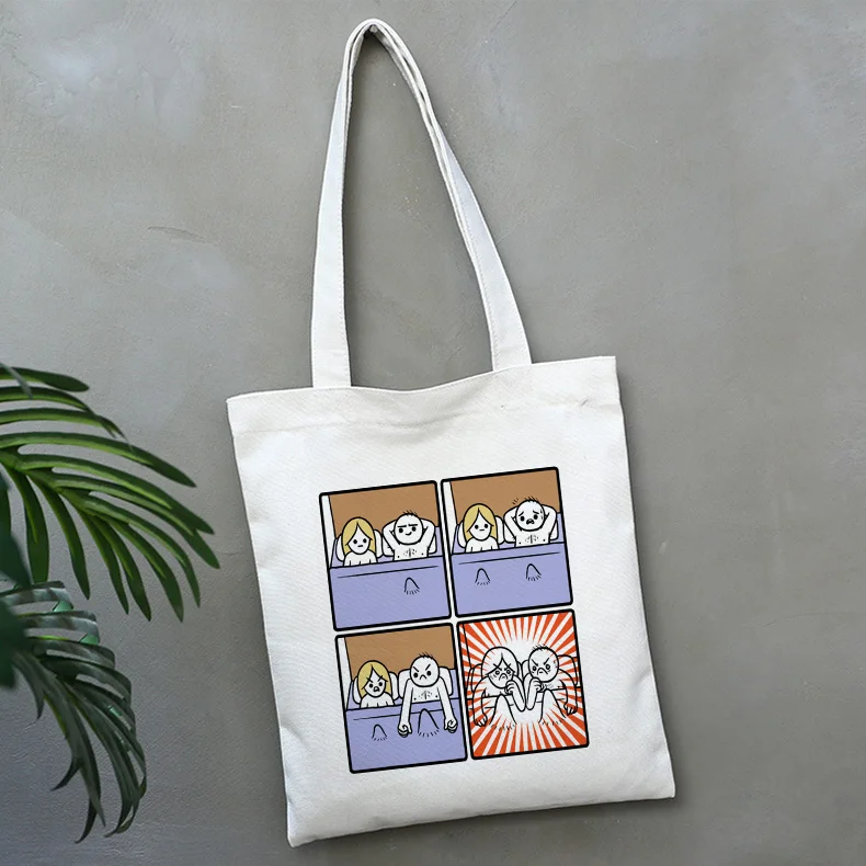 Холщовые сумки на плечо с забавным принтом My Depression Brain Temper однотонная сумка в