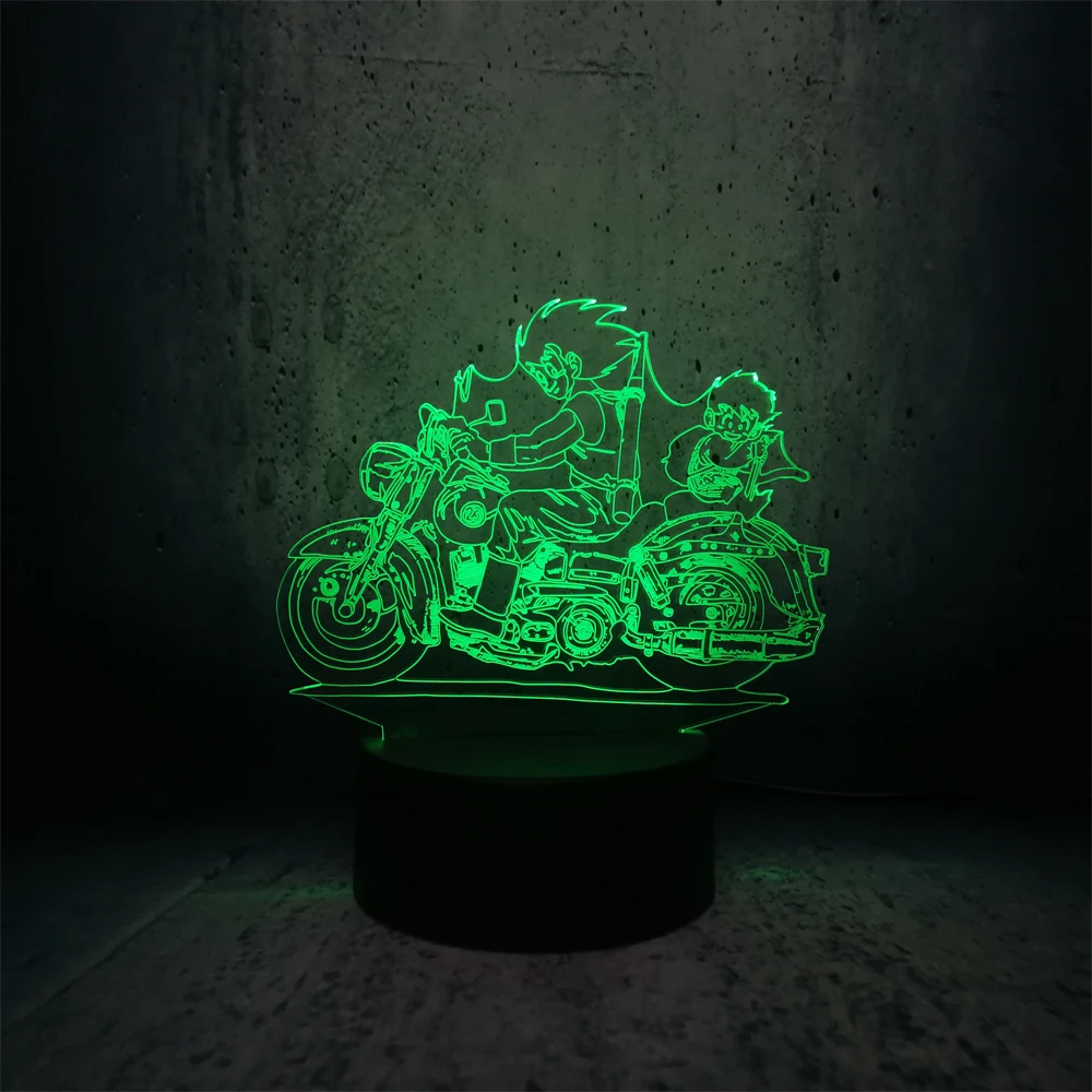 Гоку отец и Готен сын езда Мотоцикл 3D лампа Led ночник подарок на день рождения