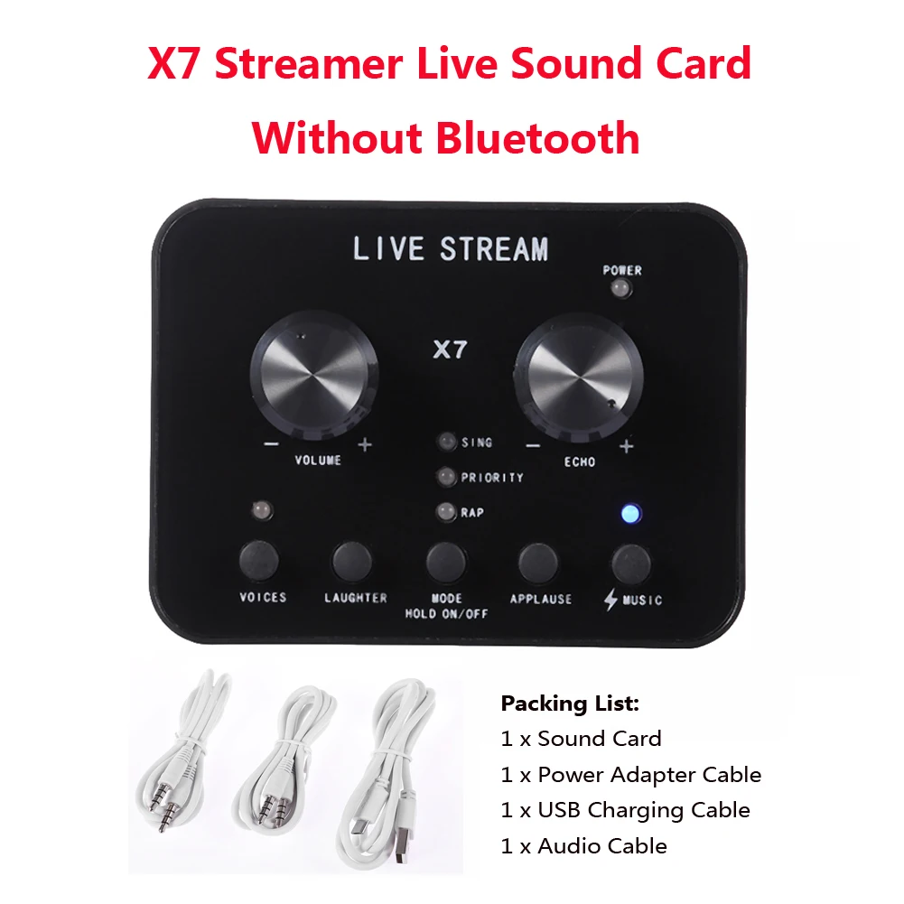 ALLOYSEED V8 аудио USB микрофон гарнитуры трансляция Live звуковая карта 112 виды Электрический звуковой трансляции для телефона компьютер PC аудиокарта звуковая карта внешняя звуковая карта - Цвет: X7