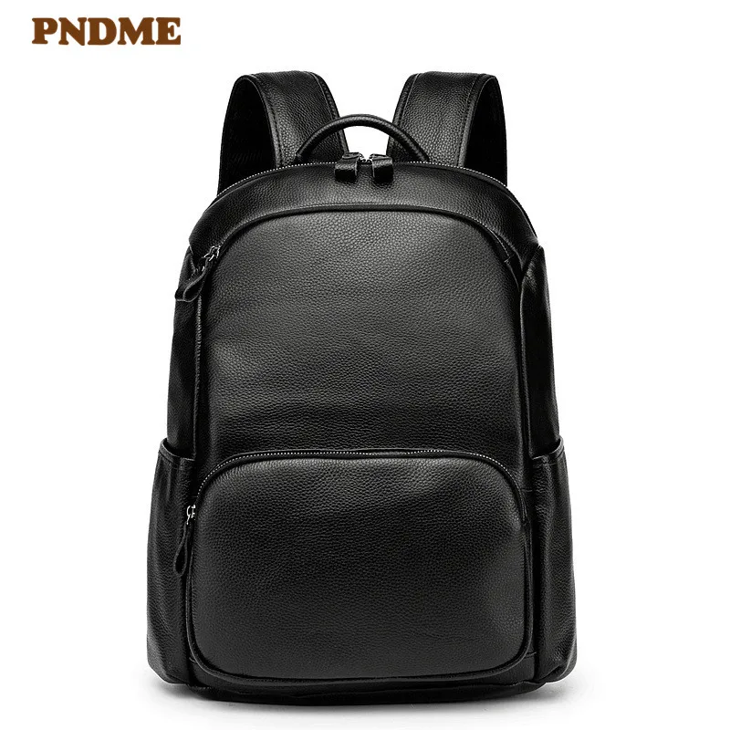 Business casual genuine leather men s women s backpack simple natural real cowhide outdoor travel large capacity laptop bagpack