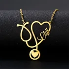 Персонализированное ожерелье из нержавеющей стали с врачом-стетоскопом в форме сердца и Лариата, ожерелья с именем на заказ, ювелирные изделия для женщин и девушек, подарки