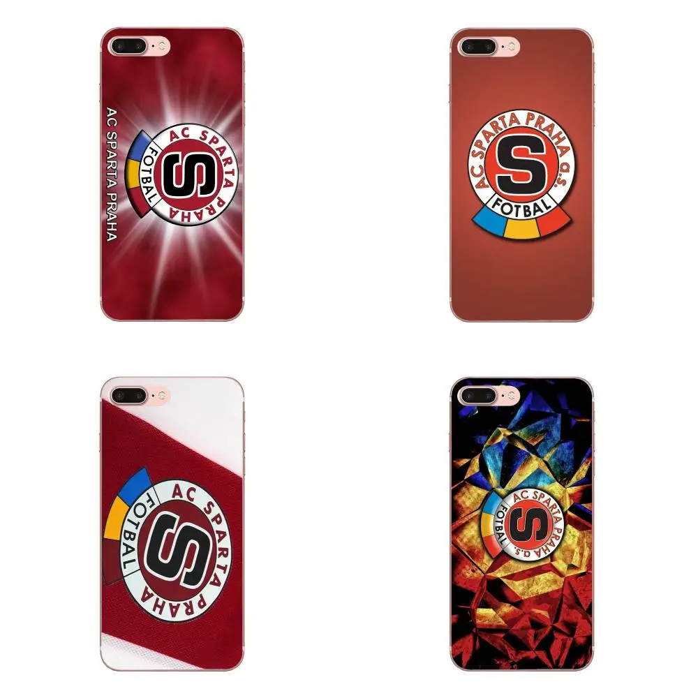 Спарта Прага с логотипом деревянного футбола мягкий TPU крутой лучший для Apple iPhone 4